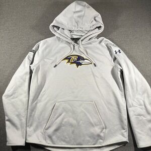 Under Armour Hoodie Womens Large Gray Baltimore Ravens NFL Combine ColdGear